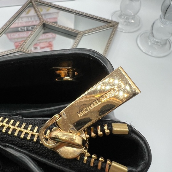 Michael Kors Black Chevron Shoulder Bag with Gold Accents - Picture 9 of 15